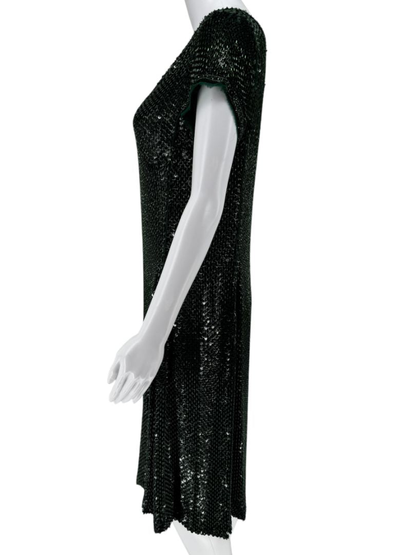 Pamella Roland Emerald Sequin Embellished Dress