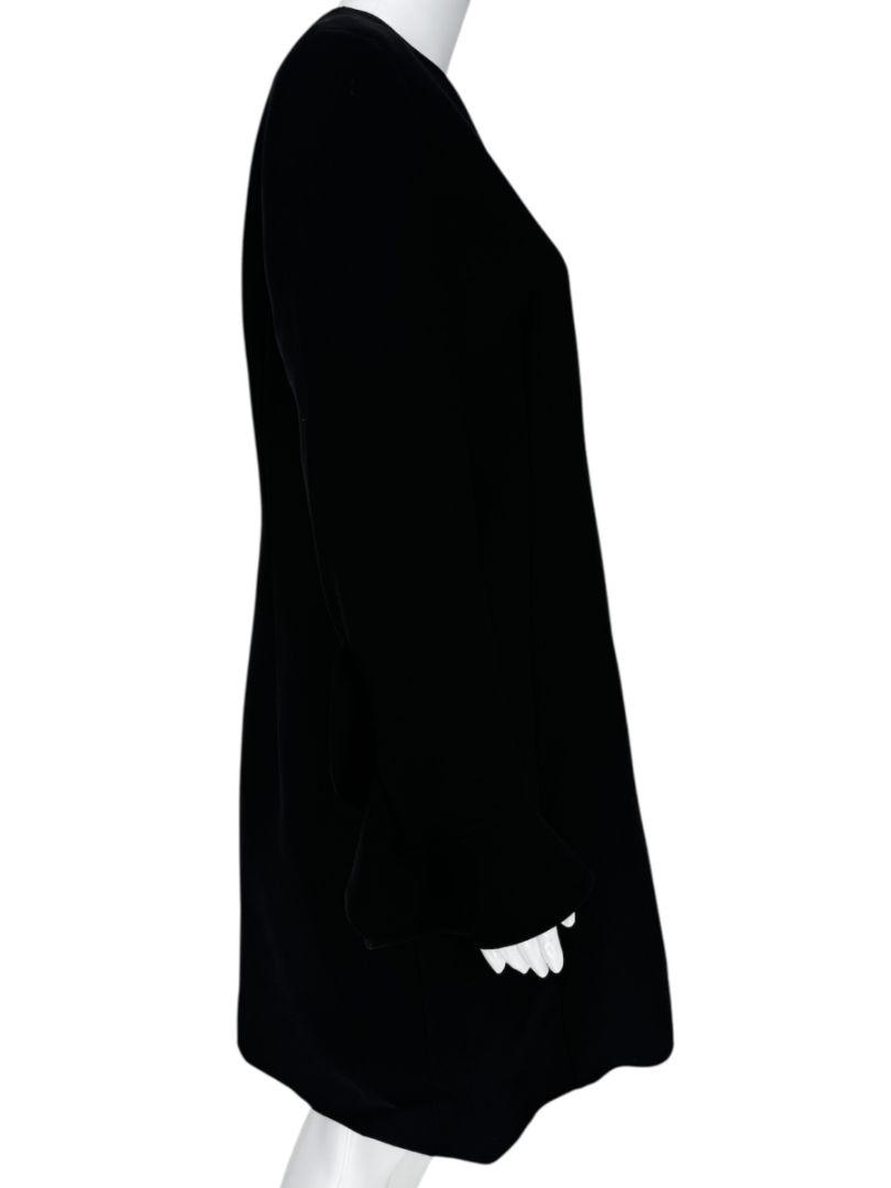 Valentino Black Crepe Ruffle Cuff Dress - Size 10