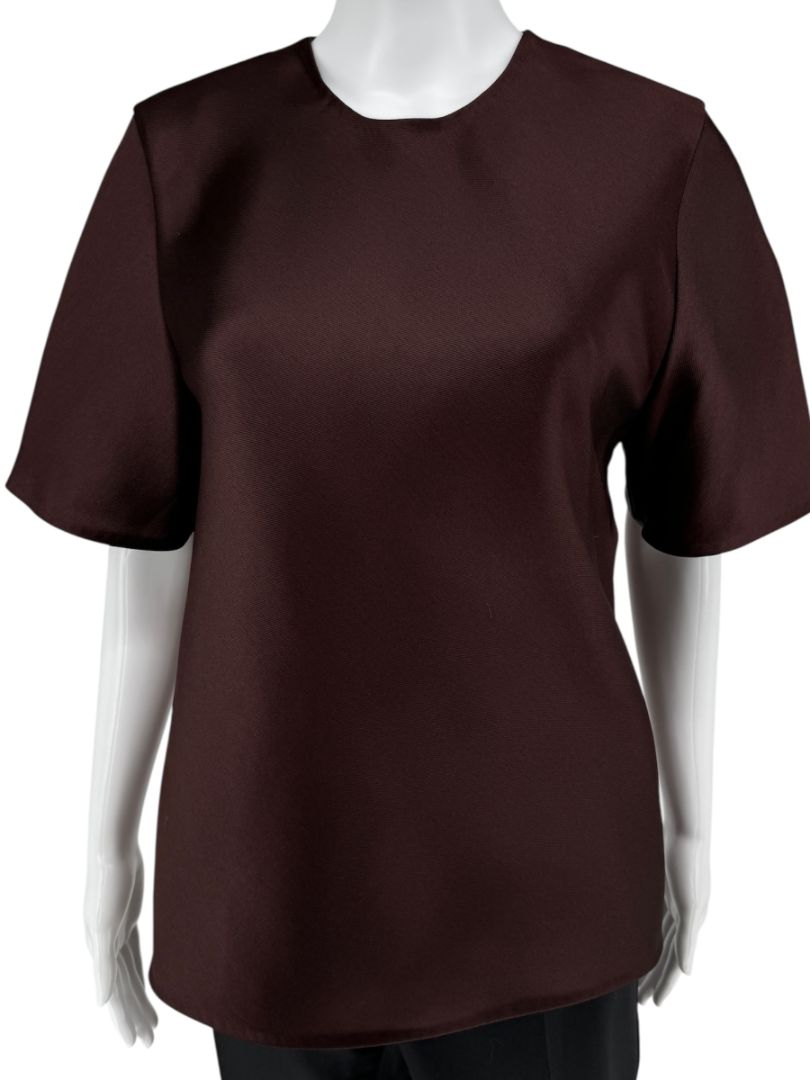 Alexander Wang Mahogany Short Sleeve Top with Fringed Back Detail
