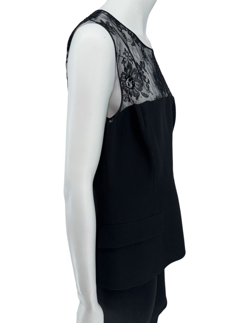 Christian Dior Black Lace-Trim Sleeveless Top – Size FR 44 (US 12)