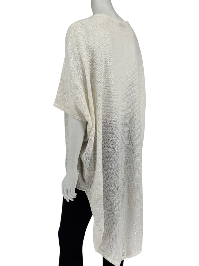 Brunello Cucinelli Ivory Hi-Low Sequin Knit Tunic – Size L