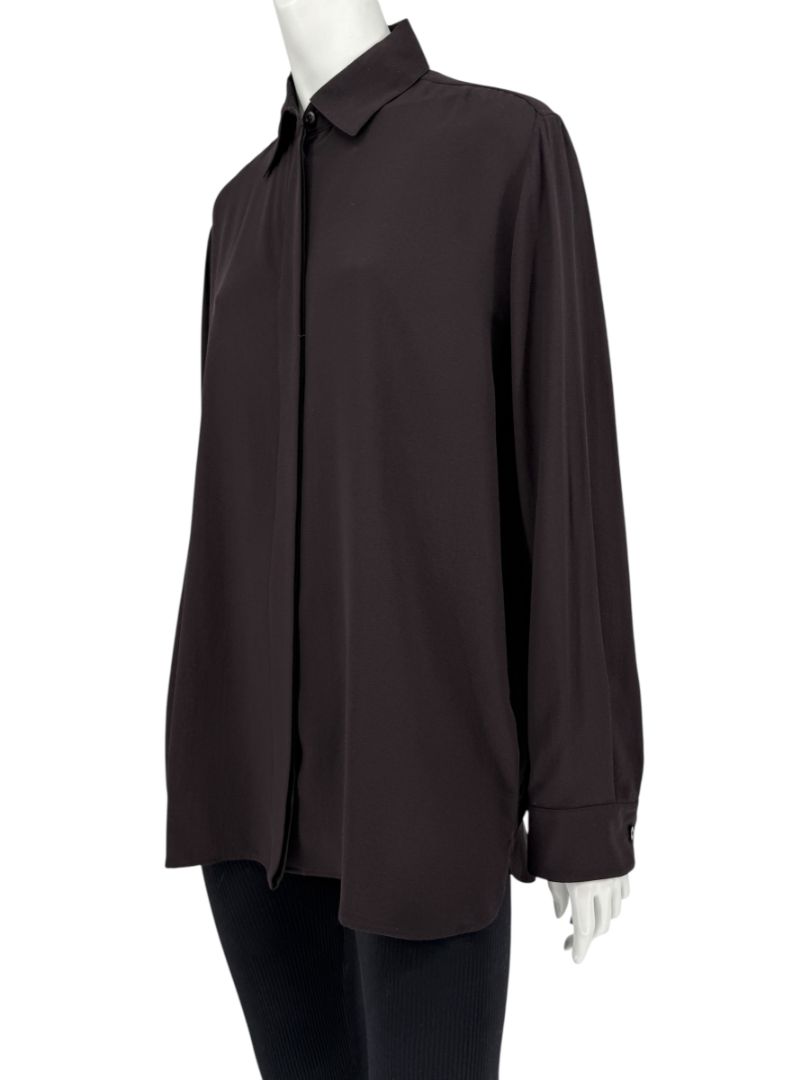 The Row Black Silk Button-Front Shirt – Size XS