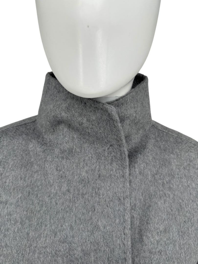Max Mara ‘Manuela’ Belted Wrap Coat in Light Grey – Size US 10 / IT 44