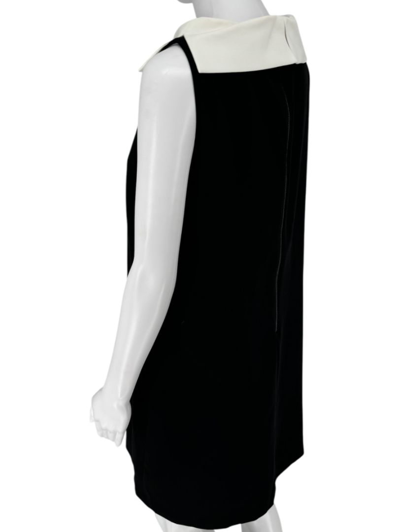 Alice + Olivia Black Shift Dress with Contrast Collar - Size 10