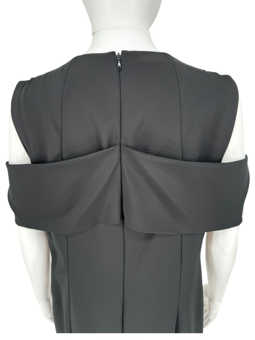 Akris Black Cold-Shoulder Silk-Blend Midi Dress – Size US 12
