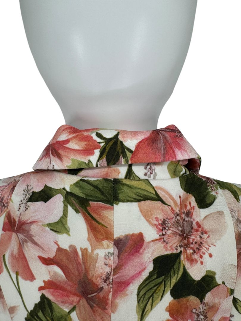 Pamella Roland Pink & Green Floral Belted Jacket – Large
