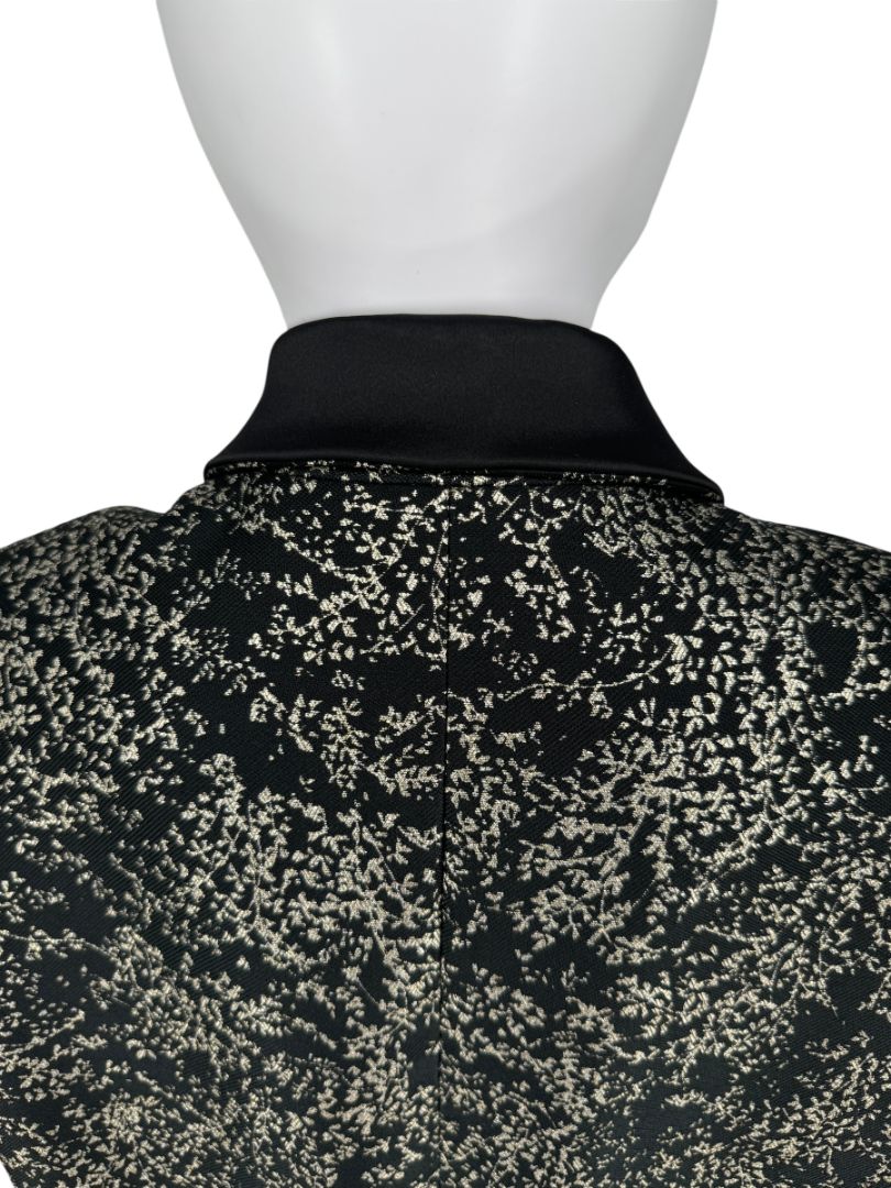 Pamella Roland Metallic Brocade Tuxedo Coat with Beaded Cuffs – Large