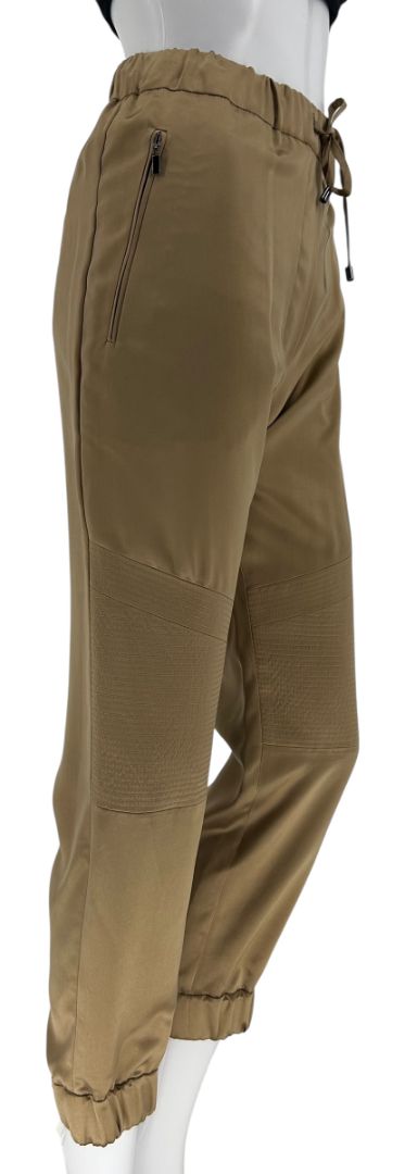 NWT Brunello Cucinelli Tan Silk Moto Jogger Pants – Size IT 44 / US 8