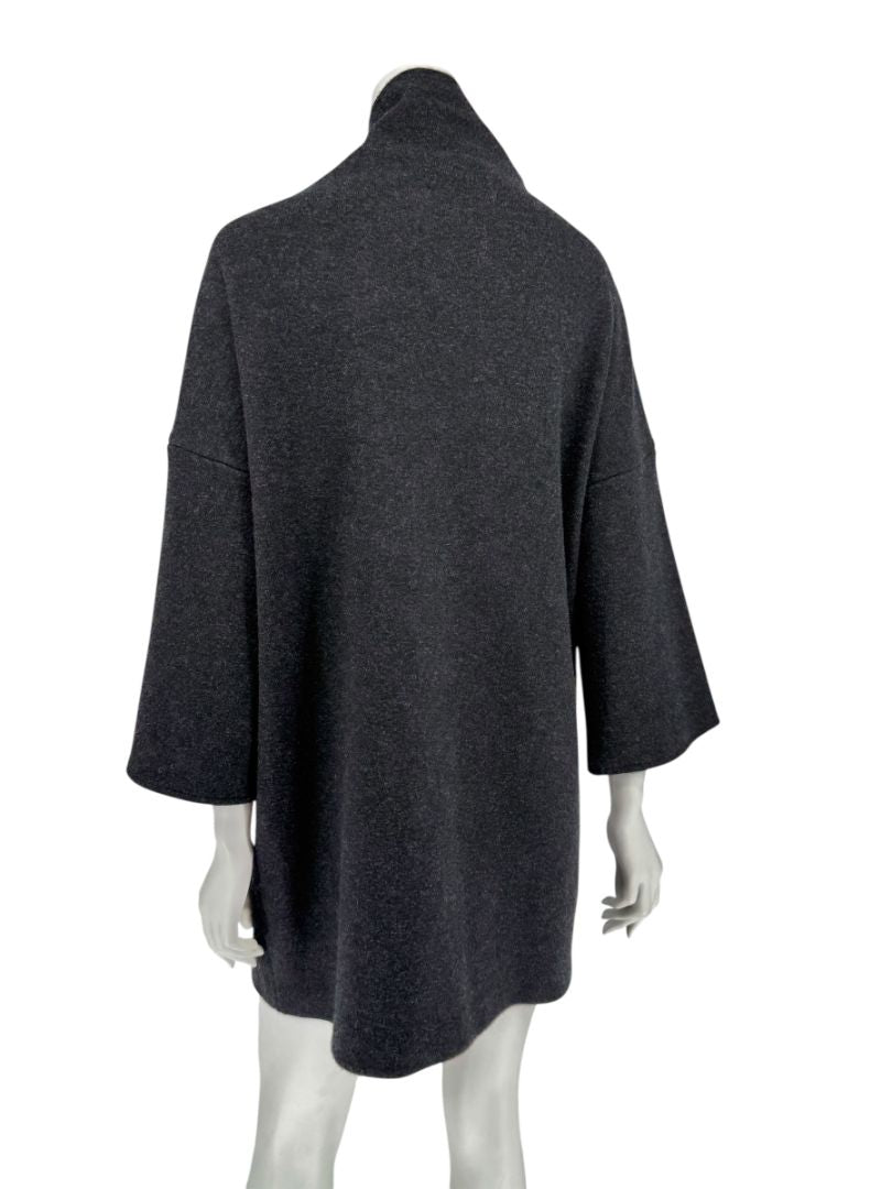 Loro Piana Charcoal Grey Reversible Wool-Cashmere Tunic Dress – Size S