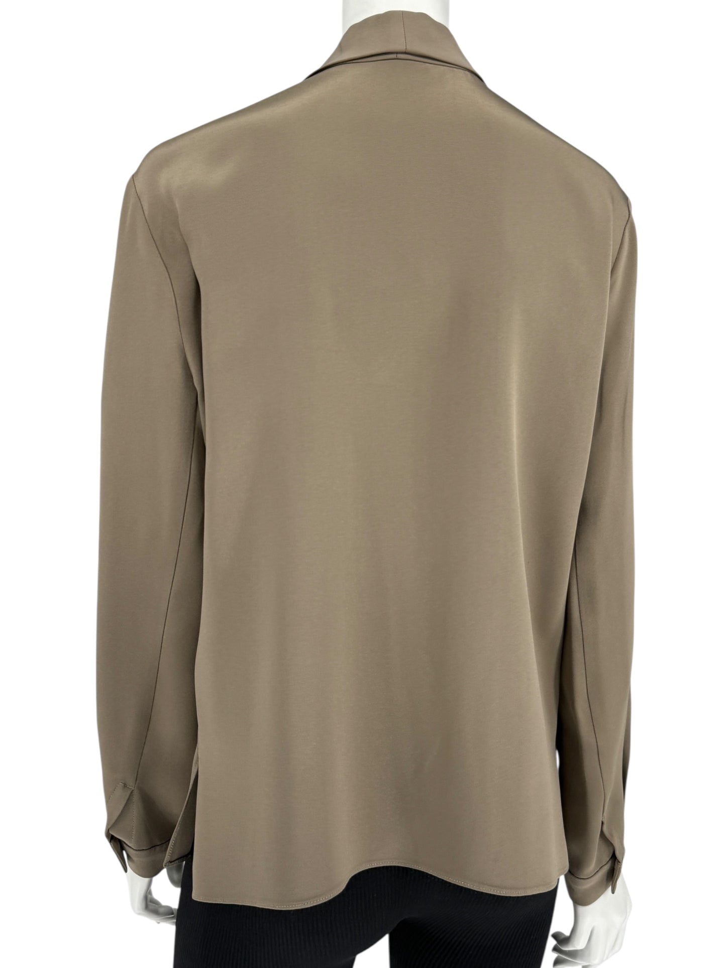 Peter Cohen Taupe Silk Convertible Collar Blouse – Size L