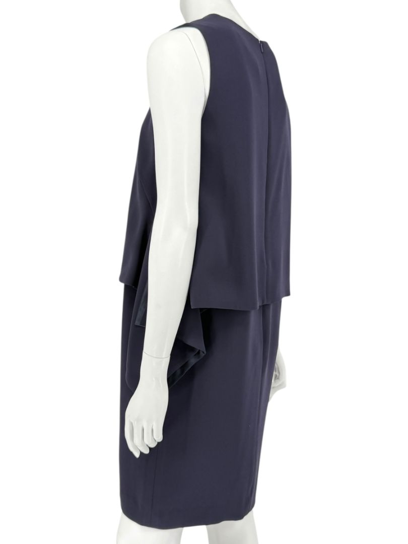 Max Mara Navy Draped Overlay Shift Dress – Size IT 46 (US 12)