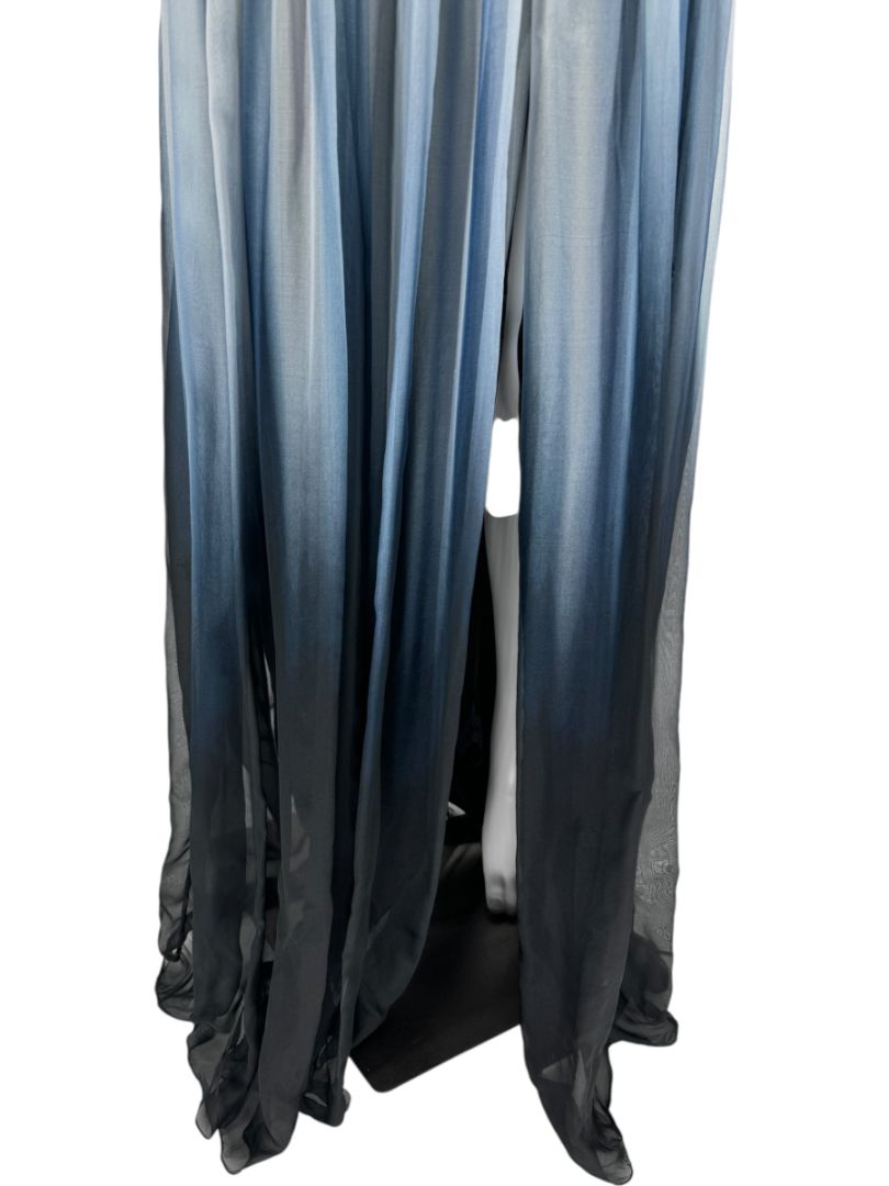 Pamella Roland Sapphire Multi Silk Draped One-Shoulder Gown – Size 6