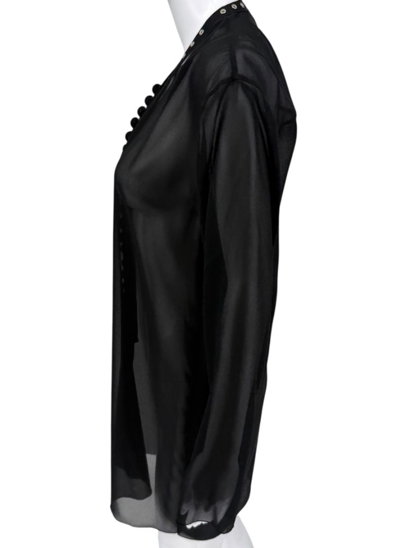 Maison Margiela Sheer Black Button-Front Blouse/Cover-Up – IT 42