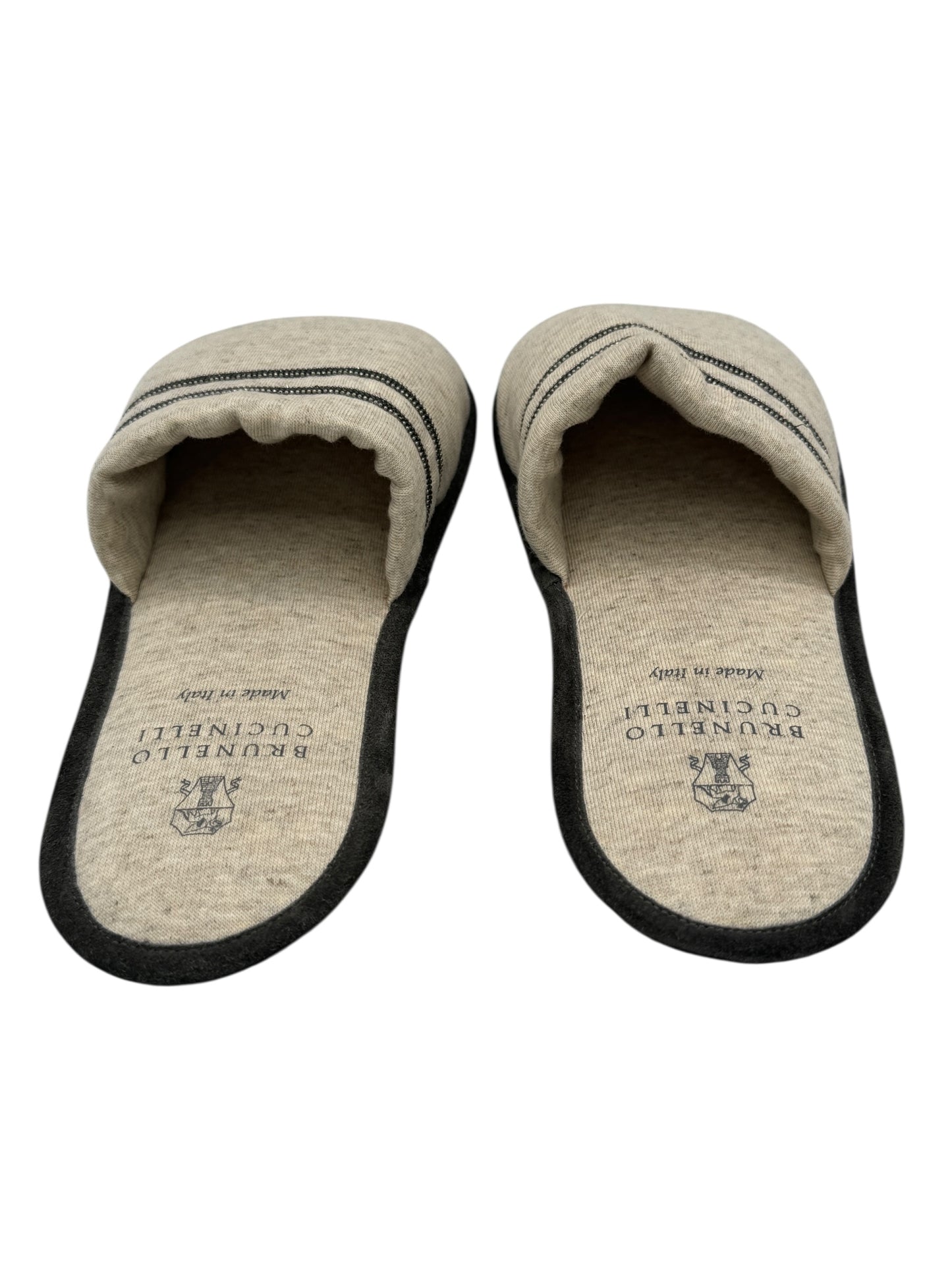 Brunello Cucinelli Heathered Grey Jersey Slippers with Monili Trim - Women’s Size 8–9