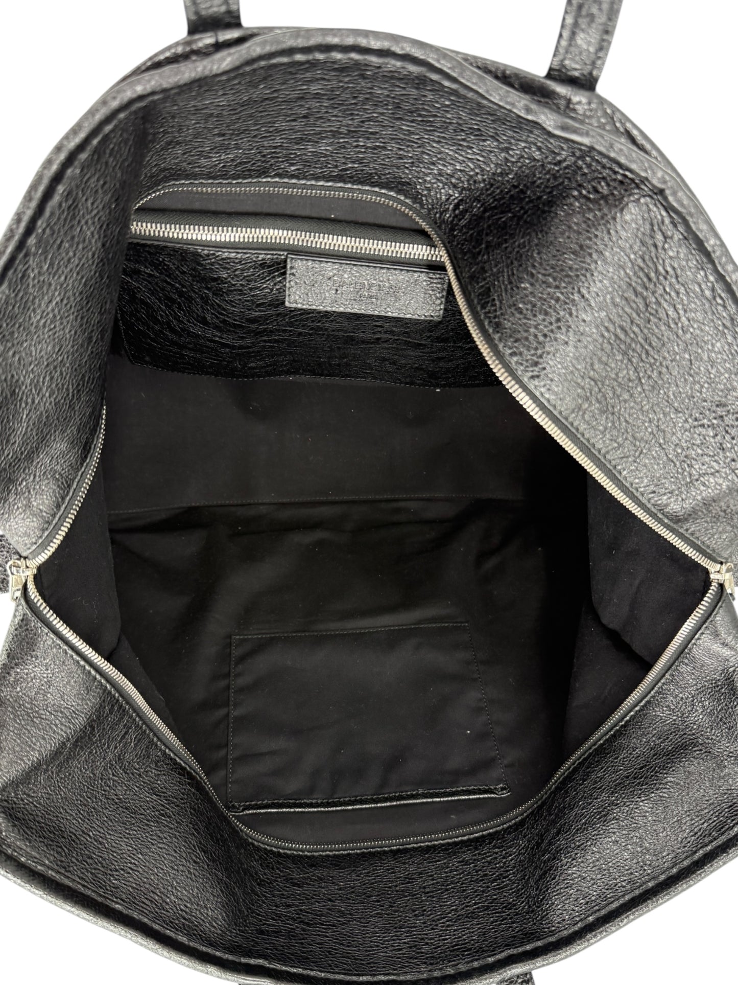 Balenciaga Black Arena Leather Bazar Shopper Tote Bag - XL