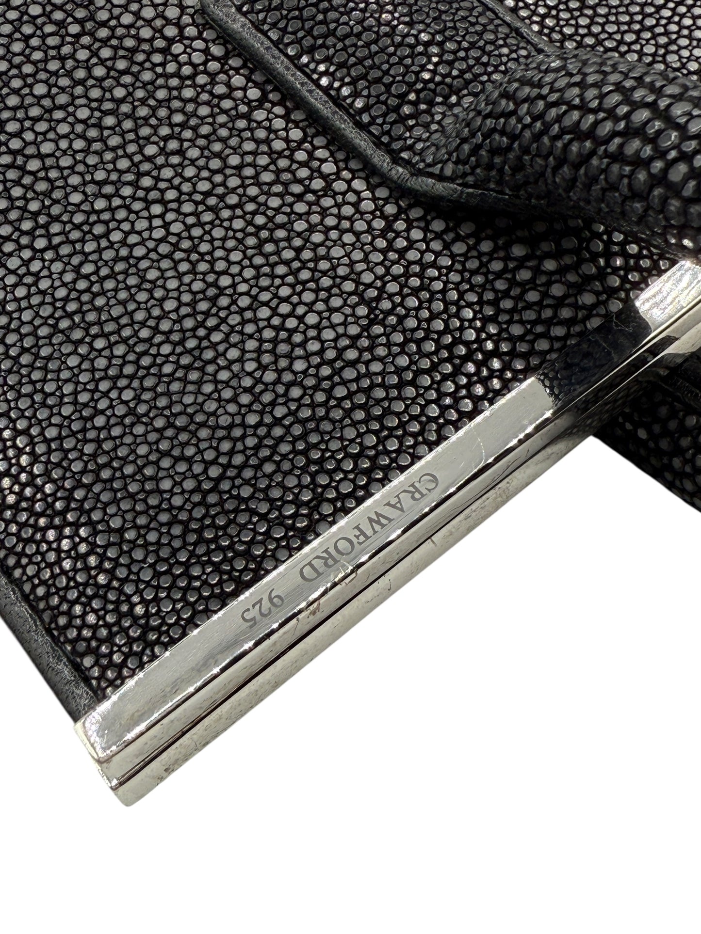 Crawford Black Shagreen/Stingray Top Handle Bag w/ 925 Silver Hardware