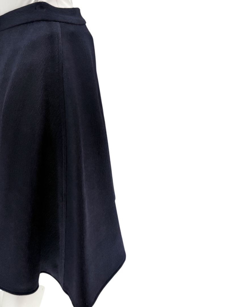 Pamella Roland Navy A-Line Skirt with Sculptural Hem - Large