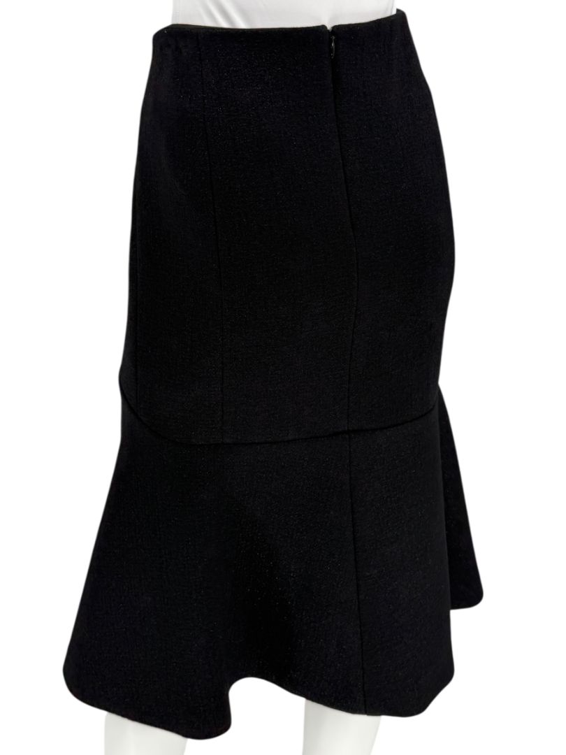 Pamella Roland Black Textured Flounce-Hem Skirt – Large