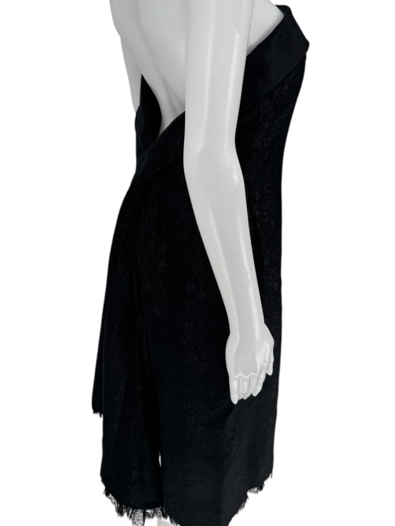 Pamella Roland Black Jacquard Strapless Dress – Large