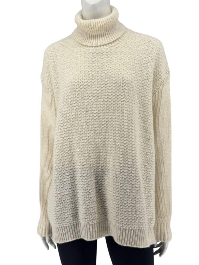 Marni Cream Textured Wool Turtleneck Sweater – Size IT 42