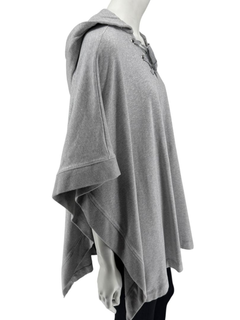 L’Agence Gray Viscose-Silk Hoodie Poncho – One Size