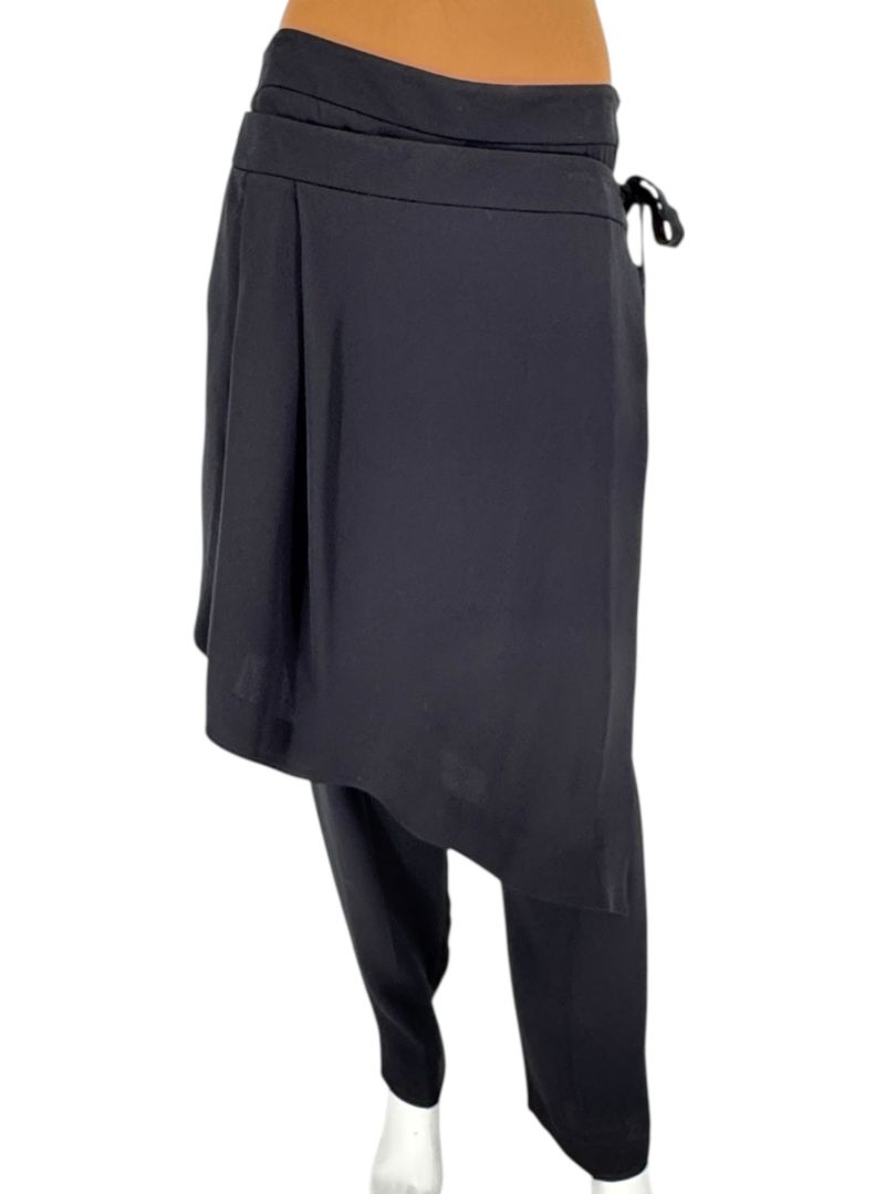 NWT Oscar de la Renta Black Asymmetric Overlay Pants – Size 10