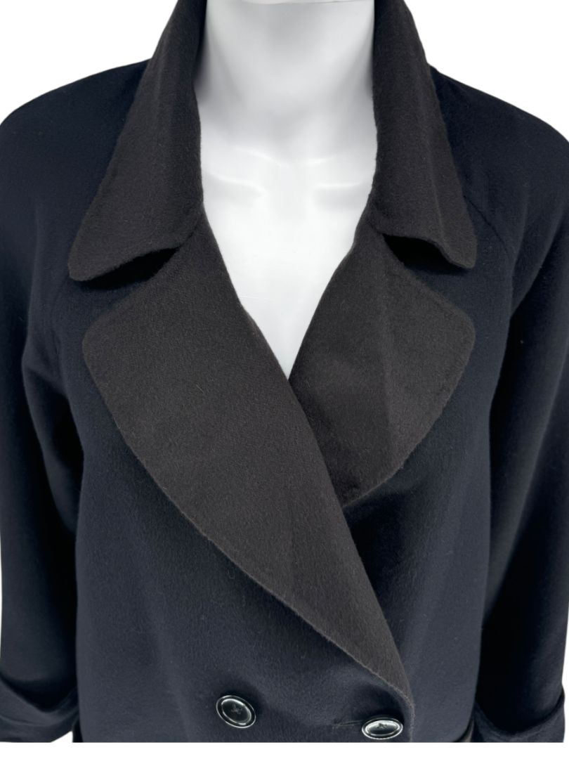 Pamella Roland Navy 100% Cashmere Double-Breasted Coat – L/XL