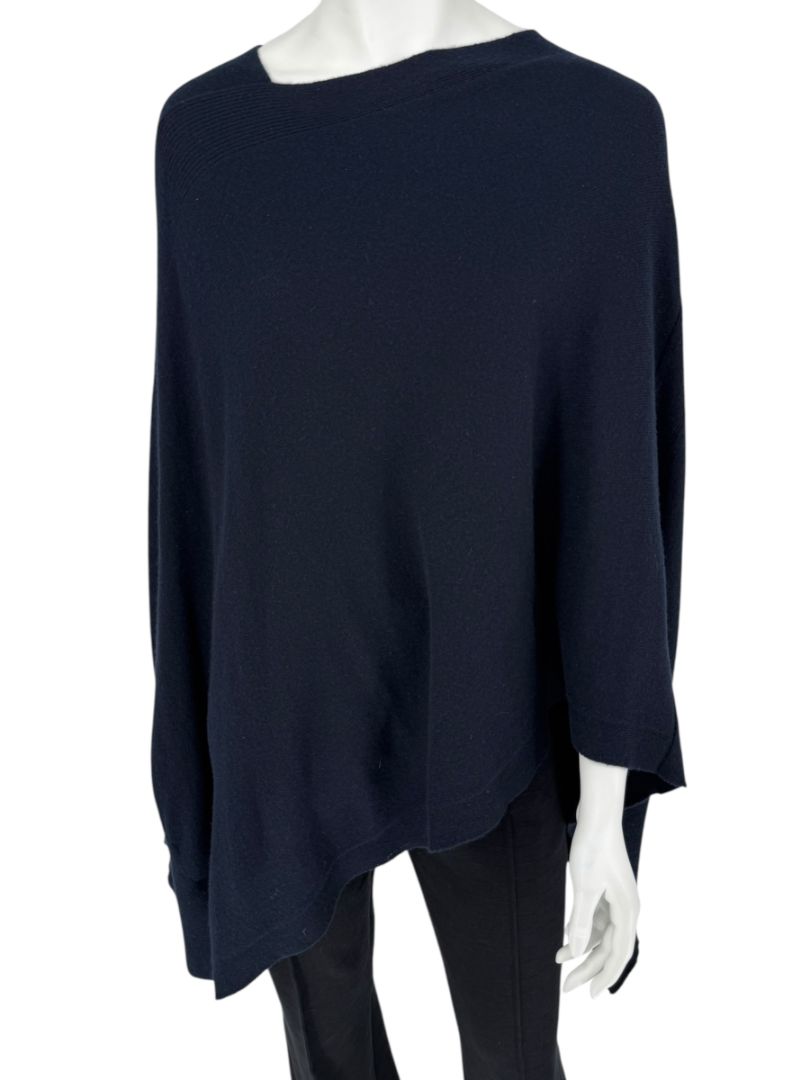 Tomas Maier Navy Blue 100% Cashmere Asymmetric Poncho Sweater – Size 2