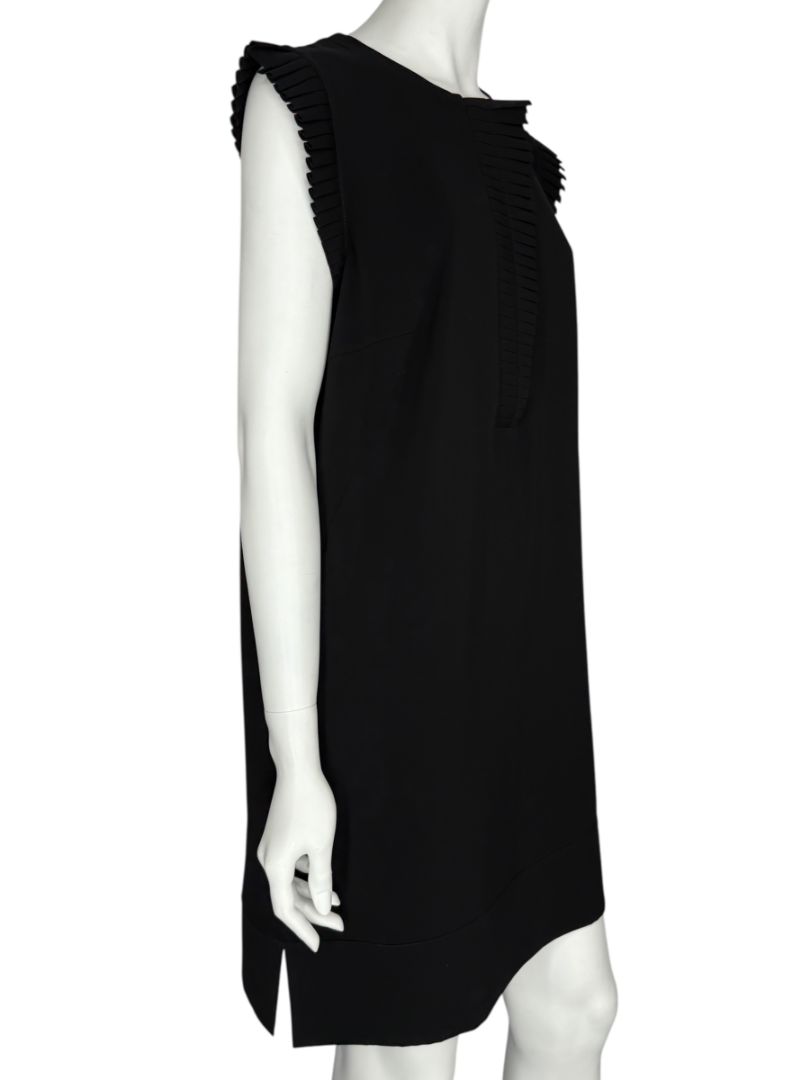 Akris Punto Black Sleeveless Pleated Trim Shift Dress – Size 10