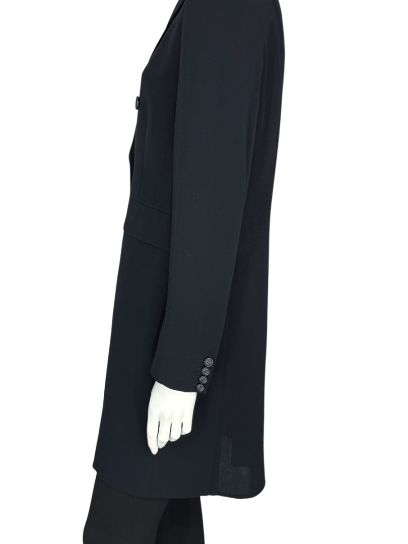 Akris Navy Wool-Blend Double-Breasted Longline Blazer Coat – Size US 8