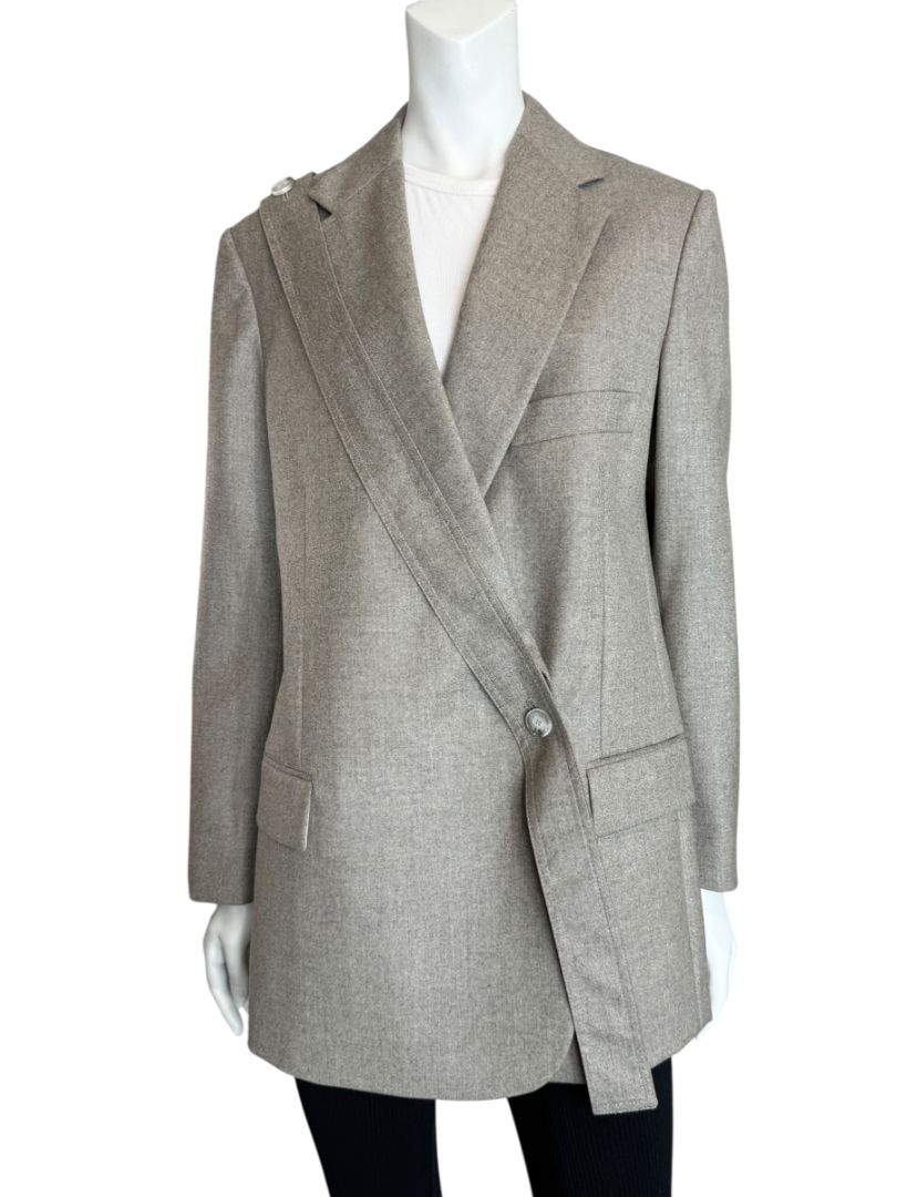 Stella McCartney Grey Wool Structured Blazer – Size IT 40