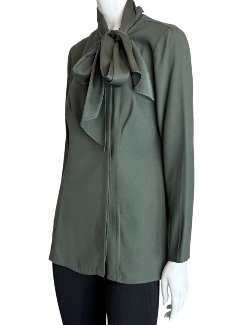 Pamella Roland Sage Green Tie-Neck Blouse – Large