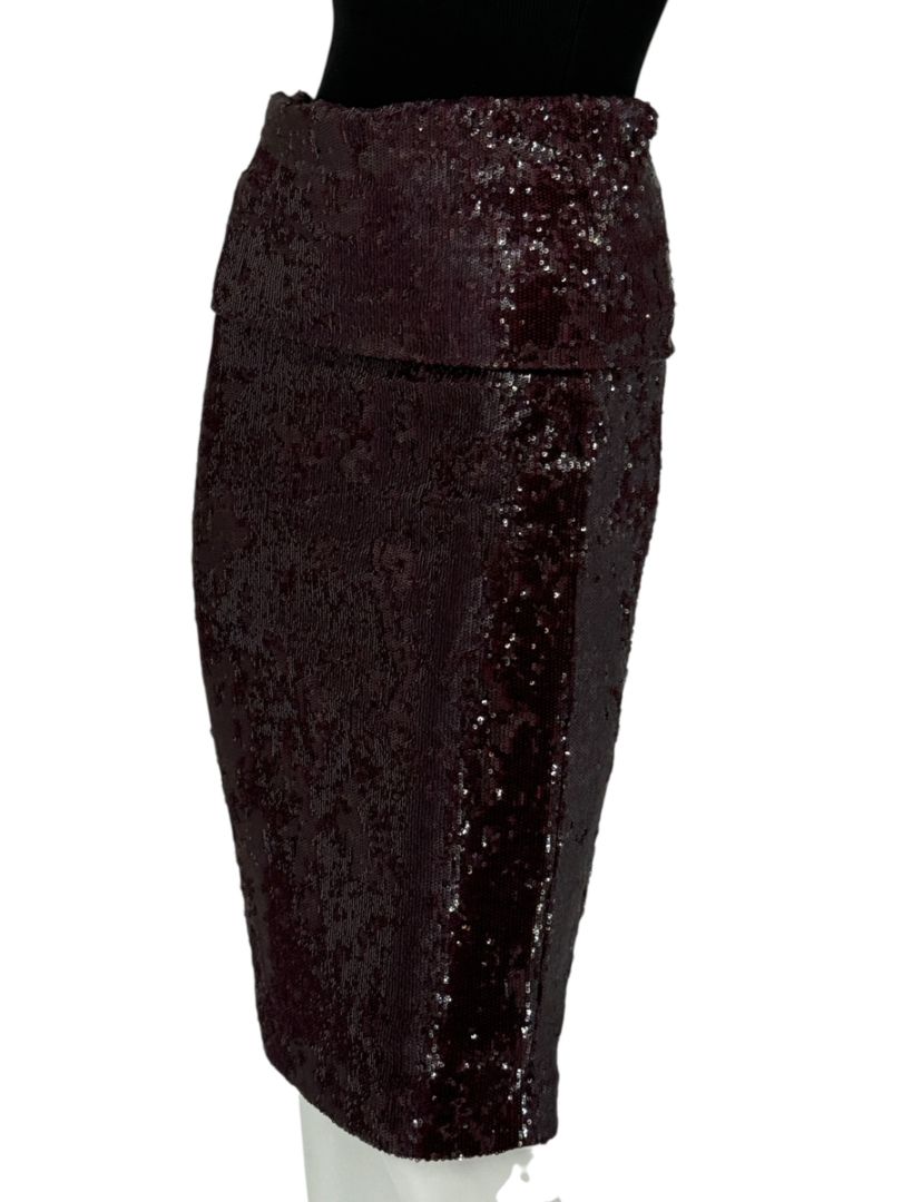 Donna Karan Modern Icons Claret Sequin Pencil Skirt – Size M