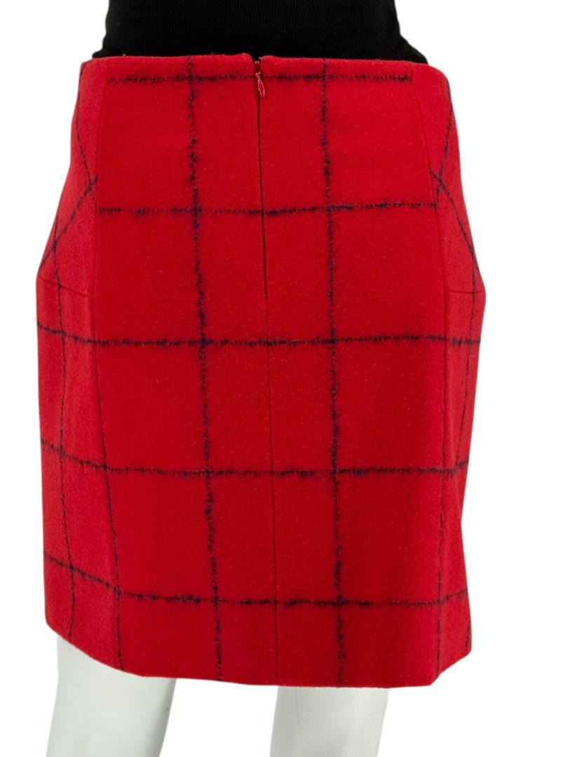 Christian Dior Red Wool Blend Windowpane Skirt – Size IT 46 (US 10)