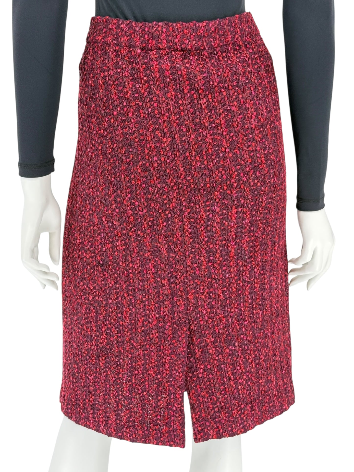 St. John Collection Red & Burgundy Knit Skirt Suit - Size 6