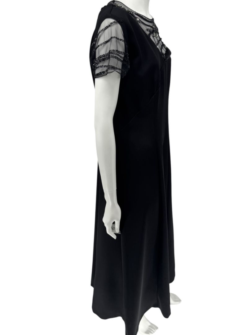 Pamella Roland Black Beaded Illusion Gown – See Measurements – Large