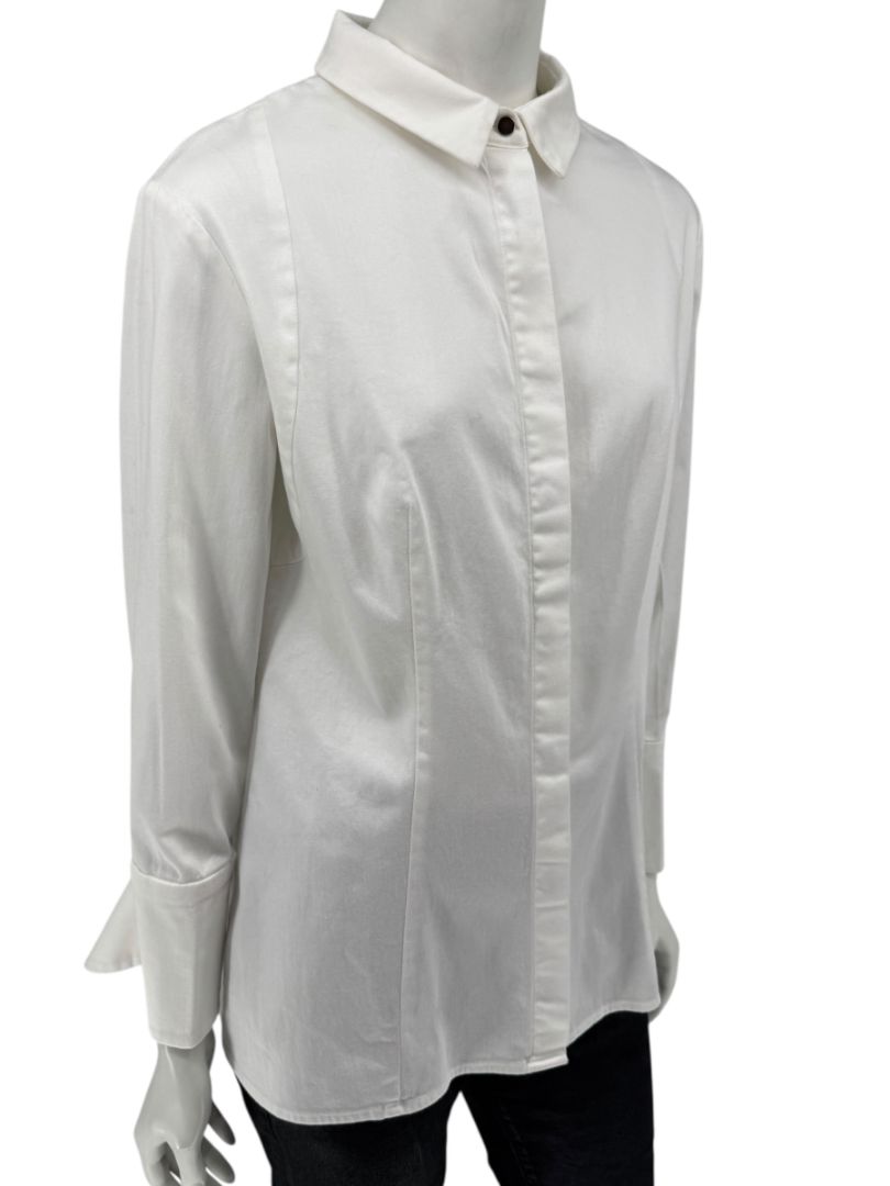 Pamella Roland White Button-Front Shirt – Large