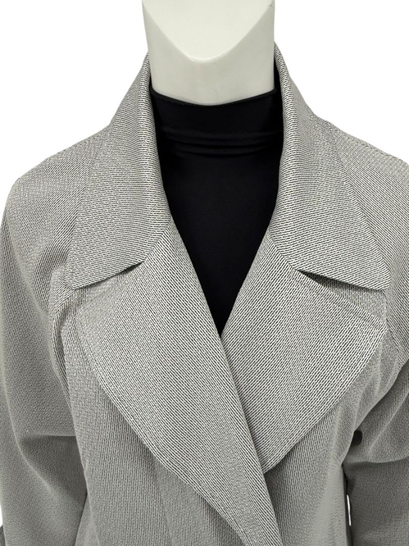 Pamella Roland Grey Cape Style Trench Jacket Double Breasted – Large