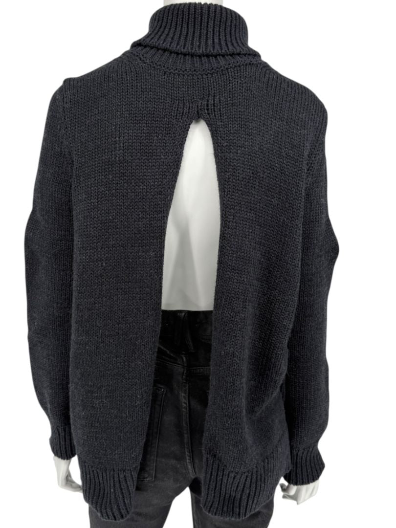 Louis Vuitton Fall 2007 Runway Soft Black Cutaway Turtleneck Sweater – Size M