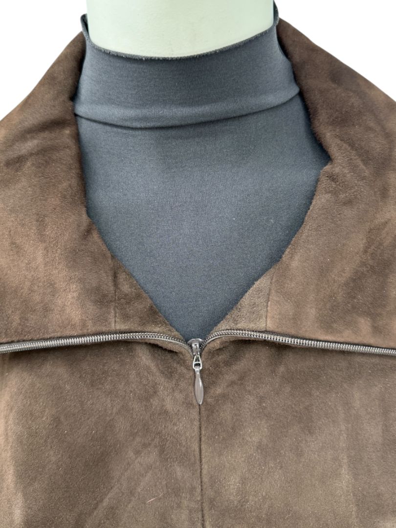 Akris Chocolate Brown Suede Cape Jacket – Size 12