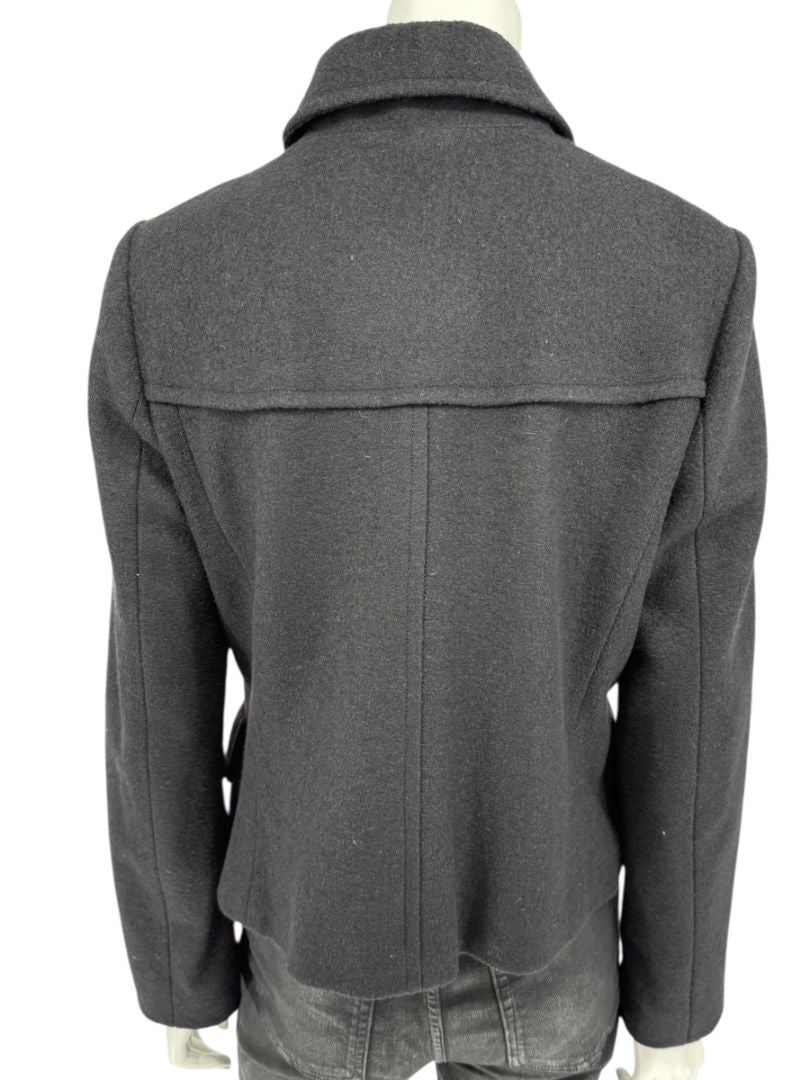 Lida Baday Black Wool Cropped Peacoat – Size 12