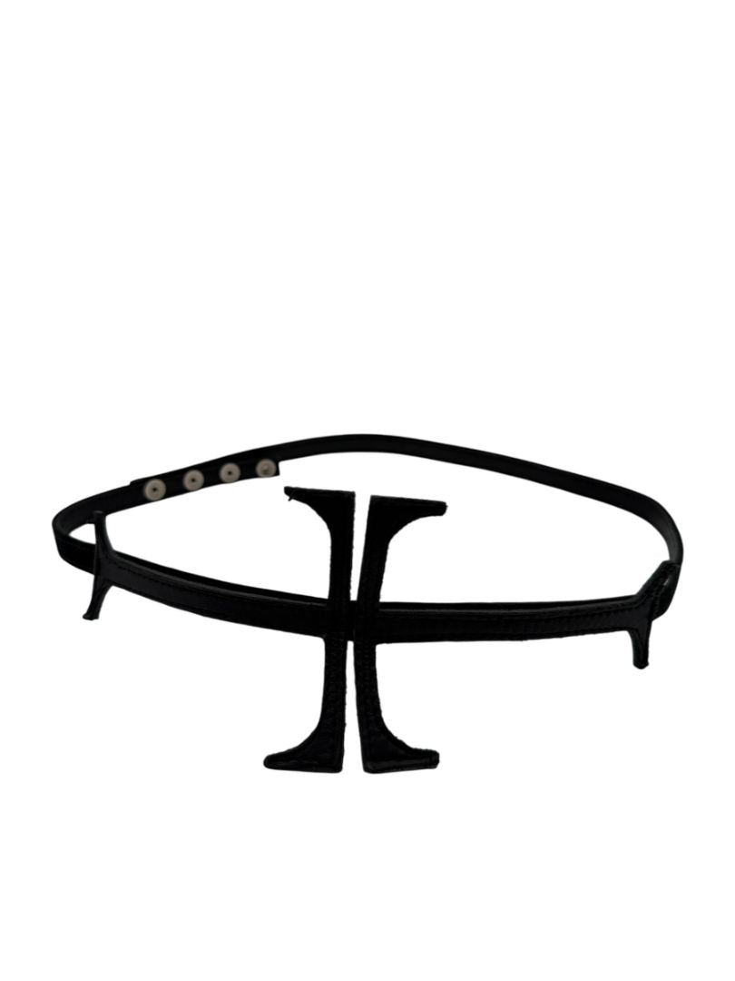 Sculptural Black Suede & Leather Waist Belt – Fits Like L/XL