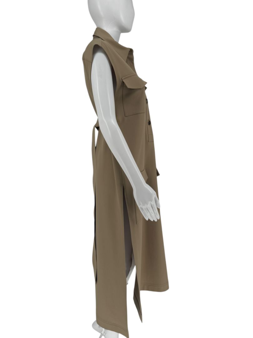 Céline Khaki Wool Belted Utility Midi Dress – Size FR 42 (US 8/10)