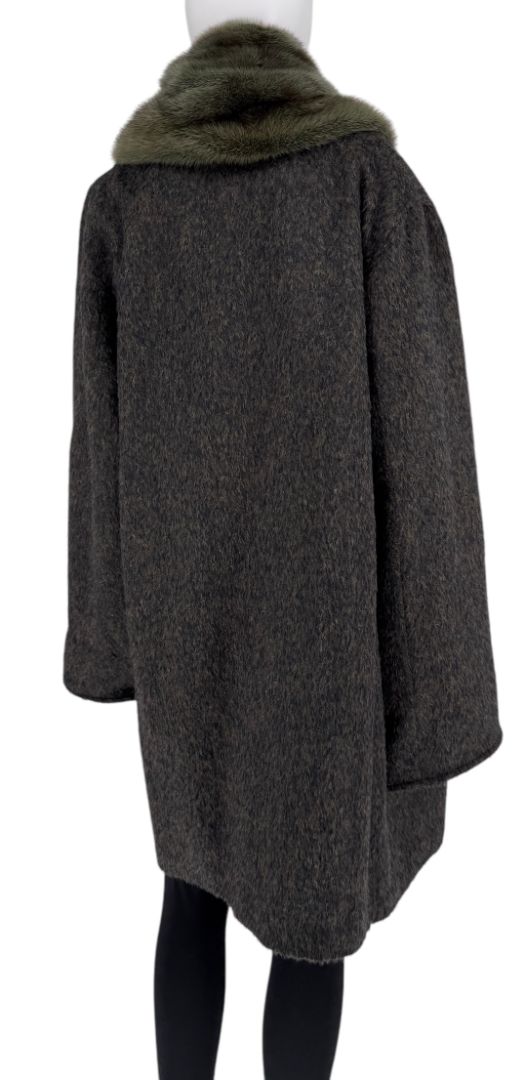 Jacobson’s Vintage Alpaca Swing Coat with Mink Fur Trim – Size 10
