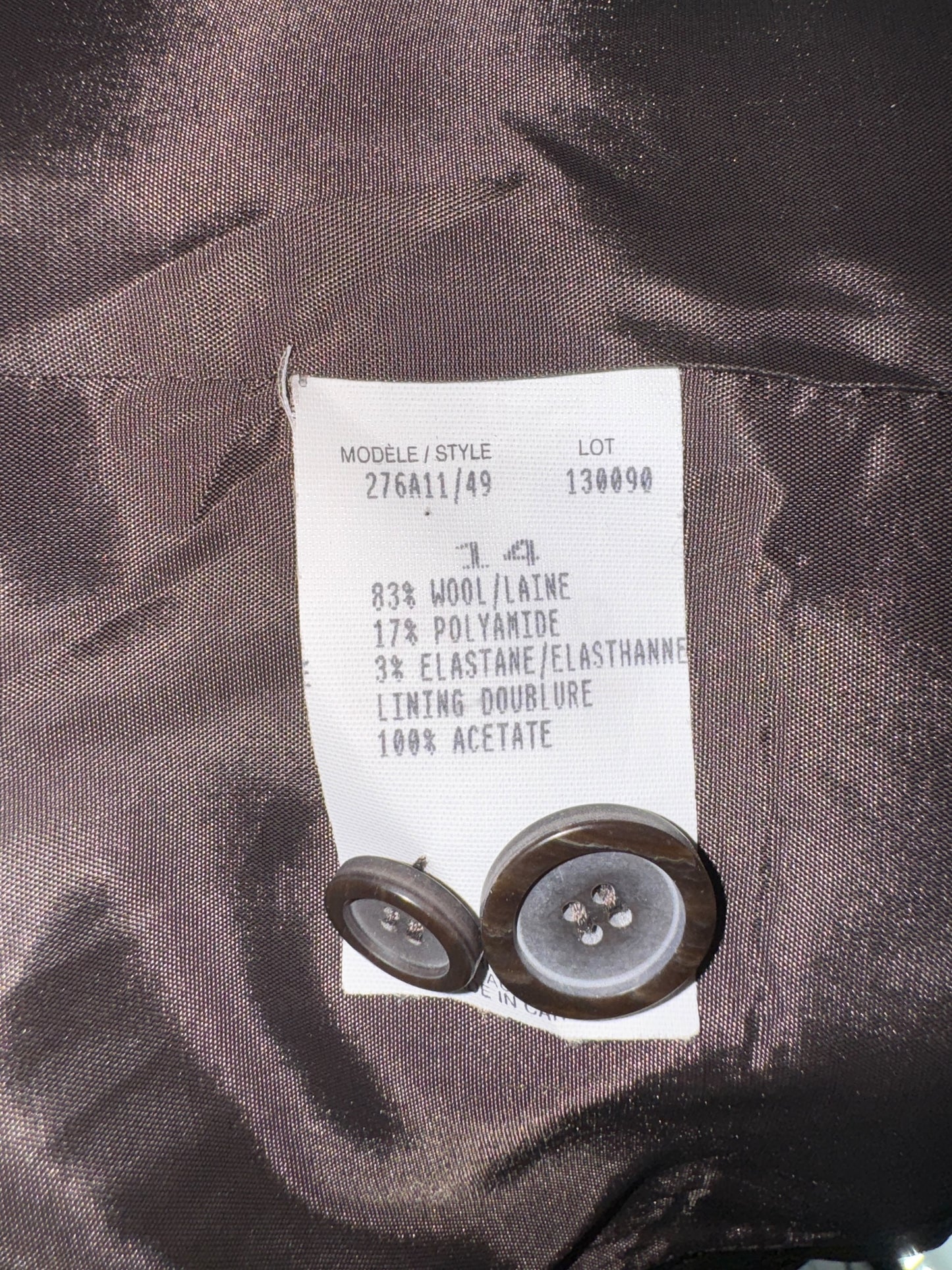 Zenobia Brown Plaid Wool Blend Pantsuit – Size 14