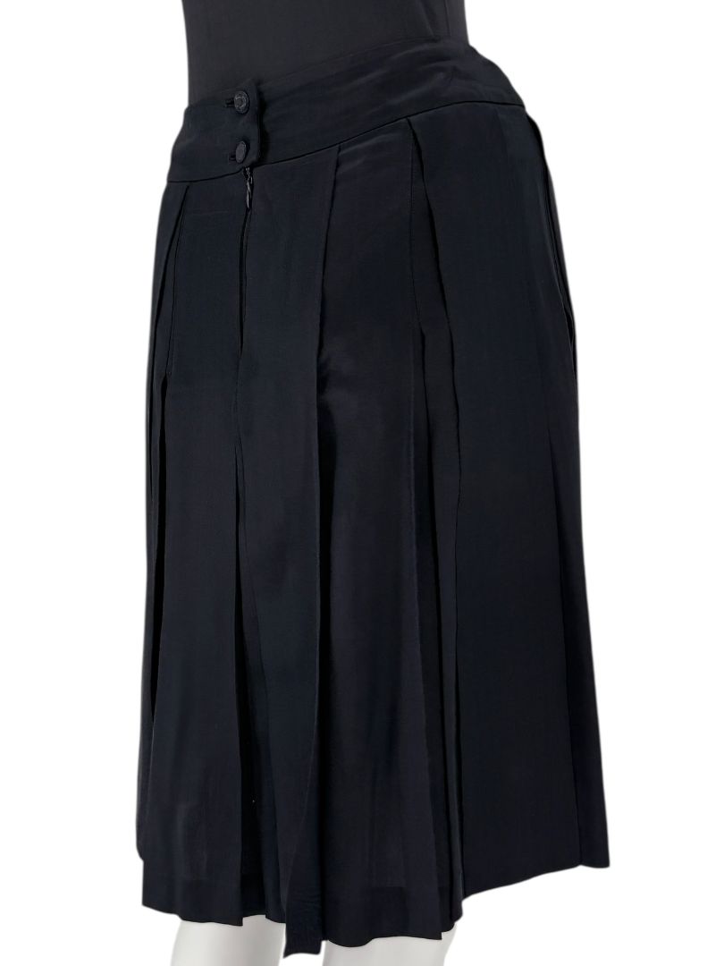 Chanel Pleated Soft Black Silk Skirt – Spring 2001, Size 42