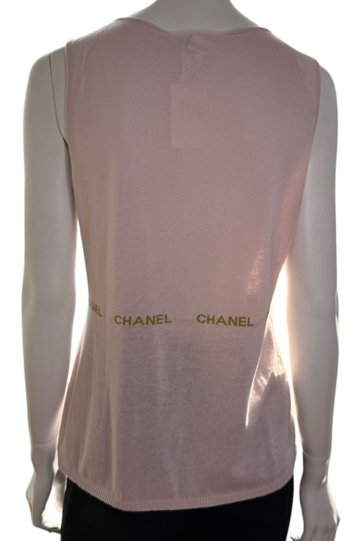 Chanel Pale Pink Cotton Logo Tank – Size FR 44 (US 10/12)