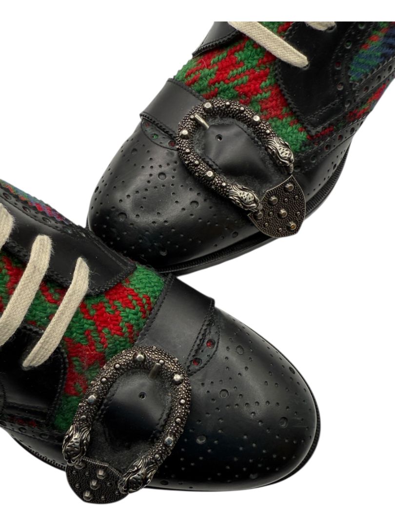 Gucci Tartan Wool & Leather Buckle Combat Boots – Men’s Size 6 (EU 40)