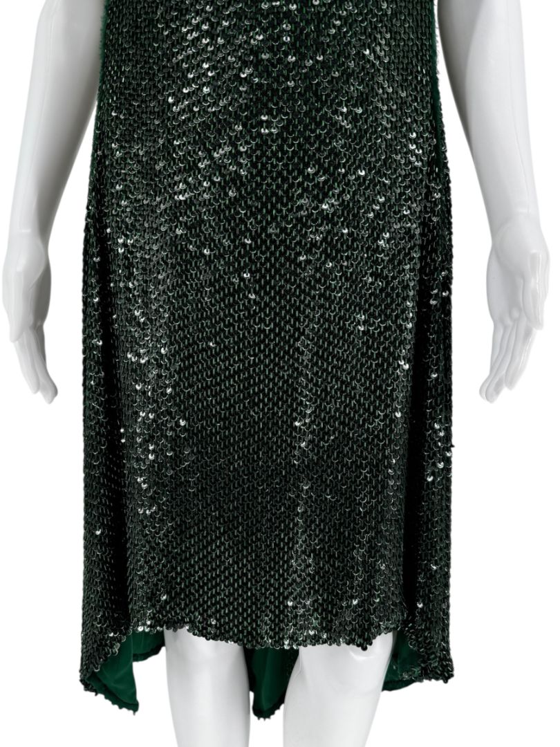 Pamella Roland Emerald Sequin Embellished Dress