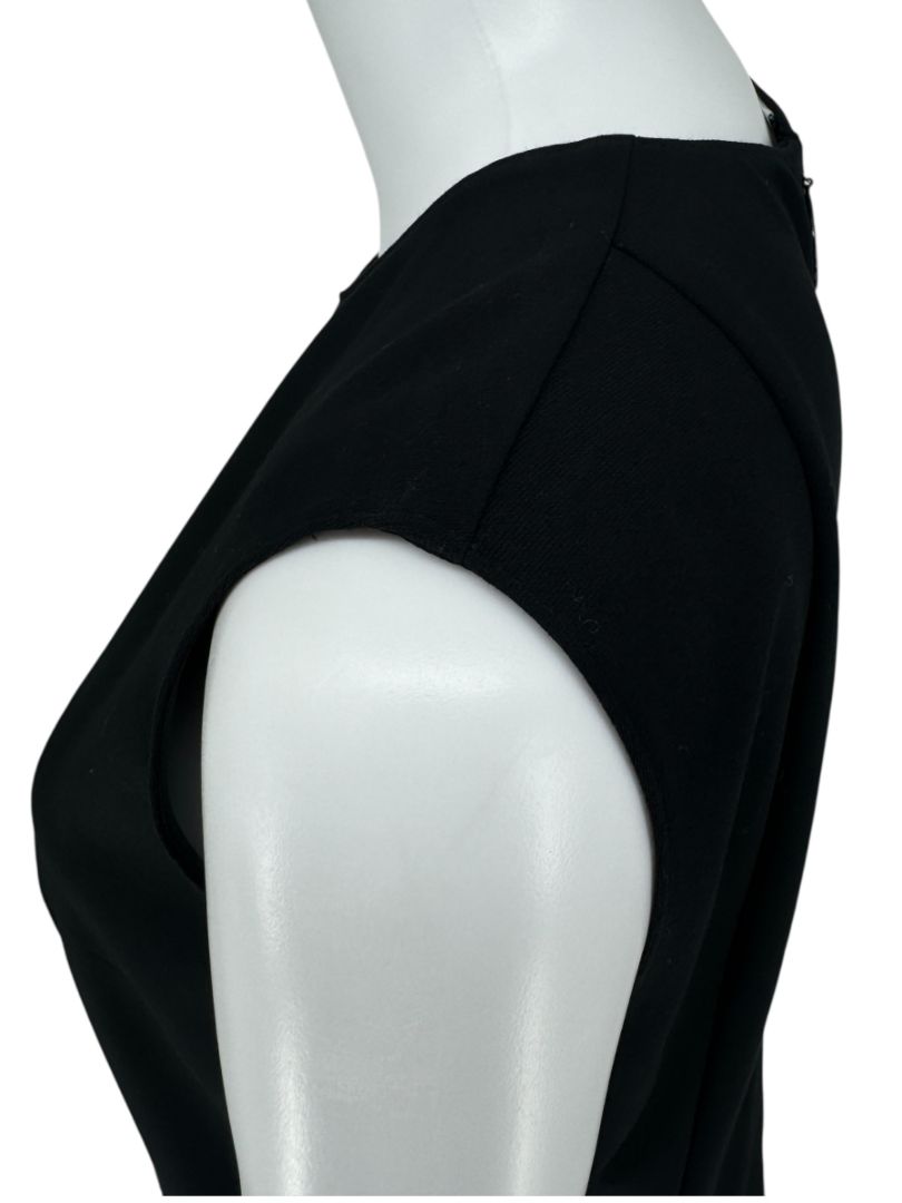 Akris Punto Sleeveless Black Dropwaist Dress with Eyelet Hem - Size 10